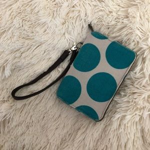 Thirty One Teal Polka Dot Wristlet